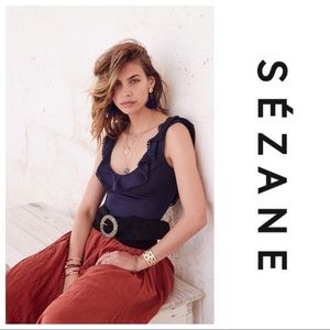 Sezane Navy Dodie Bodysuit